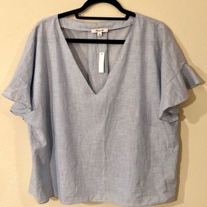 Madewell NWT Ruffle sleeve, light blue blouse XXL